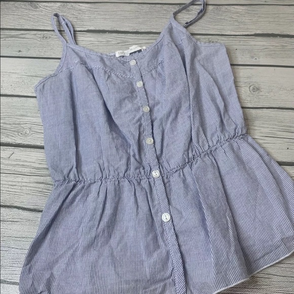 Kirra Peplum Tank Top Size XS Button down White & Blue stripe Nautical Boho - Picture 9 of 14